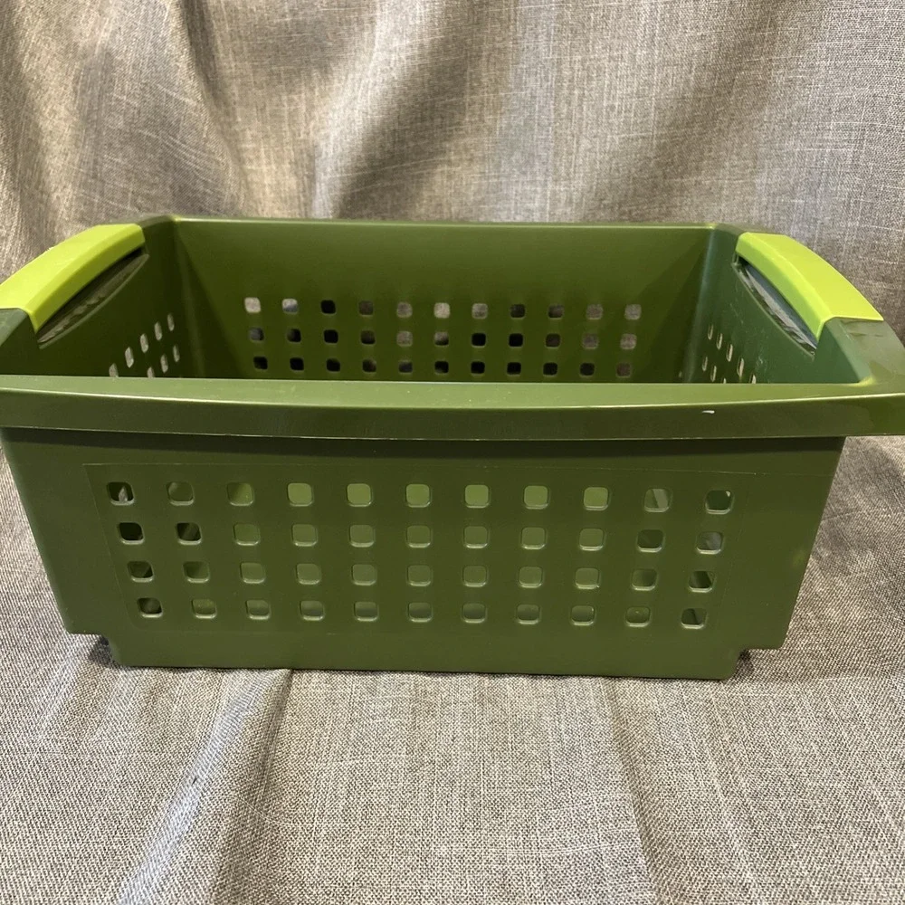 Sterilite‎  Green  Stacking Basket Storage Container 14.5x10x6